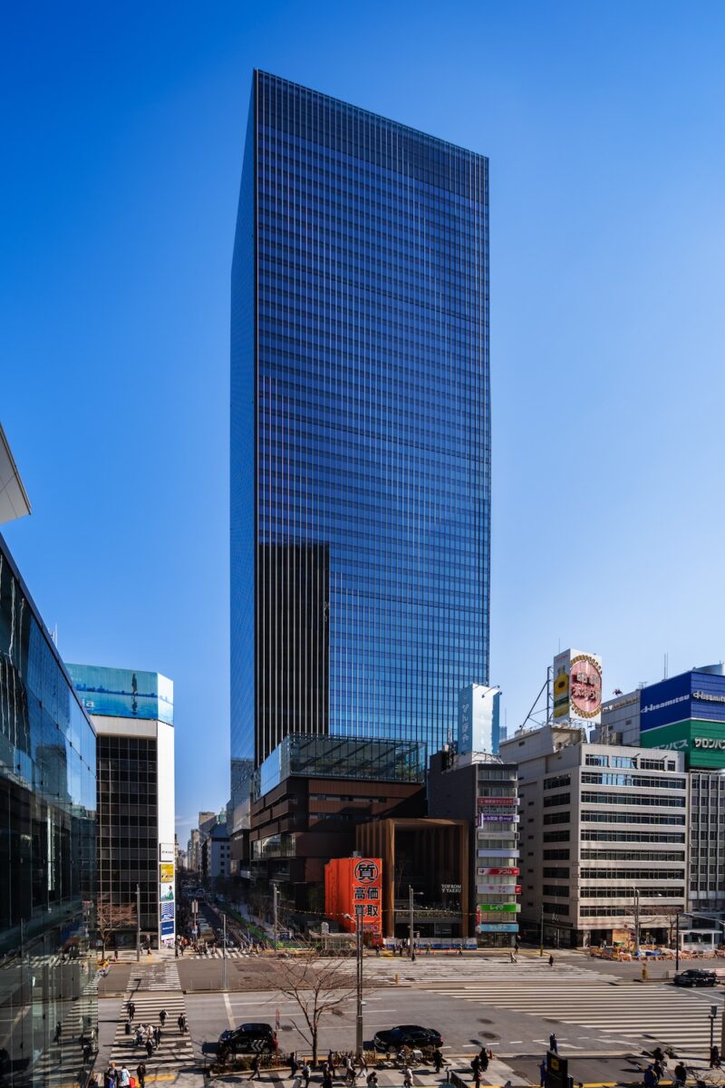 Architectural view of the new entertainment and MICE hub in Yaesu, Tokyo.